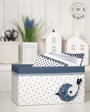 FABRIC BASKET WITH 3-D BIRD APPLIQUE